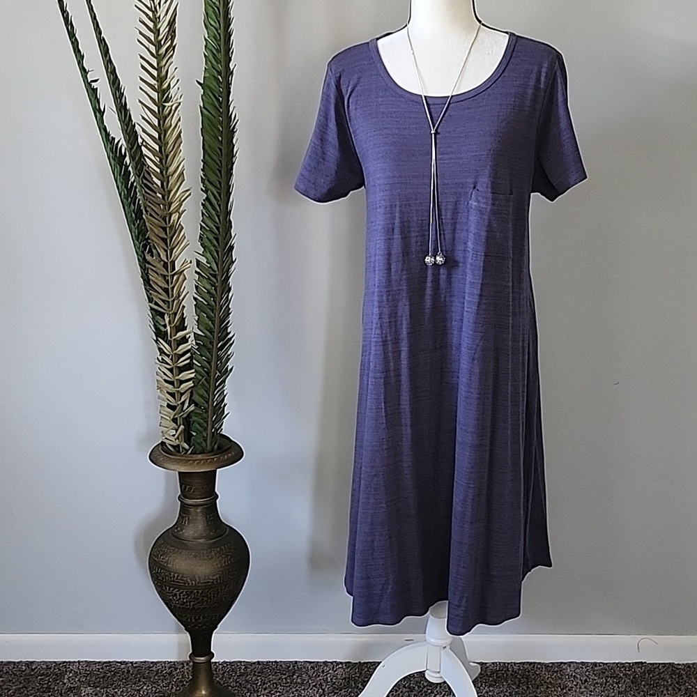 LuLaRoe Carly Heathered Purple Hi-low hem T-shirt Dress
